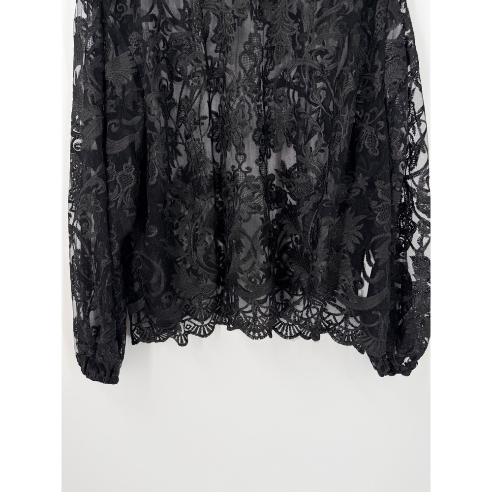 Witchy Whimsygoth Dark Romantic Black Lace Floral Top Womens SZ 2X Romantic Goth - Picture 4 of 10